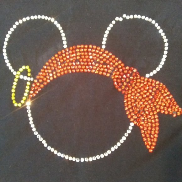 Embellished Black V neck tee Pirate gypsy mouse - Picture 1 of 9